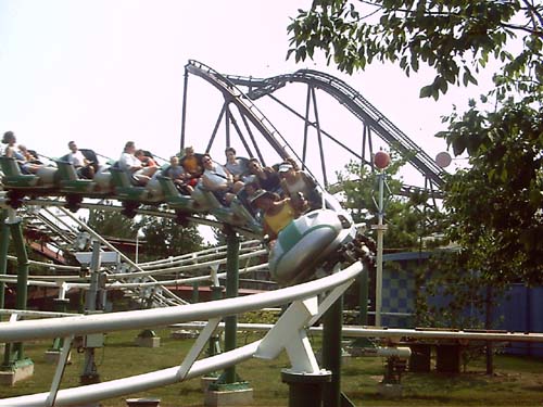 Allison and Cassidy on the roller coaster