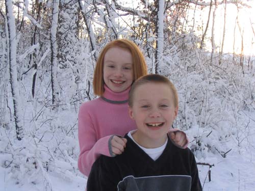 2004_12_01 033 Allison and Corte Freezing for a Christmas Picture