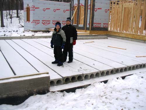 2004_01_10 036 Corte and Andrew on the Spancrete Garage Floor