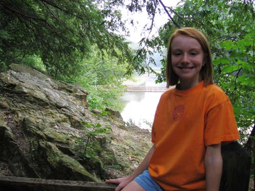 2005_08_28 017 Allison with the Suspension Bridge in the Backround