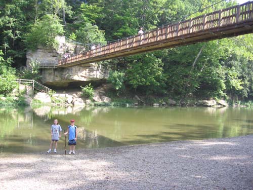 2005_08_28 136 Allison and Corte Under the Suspension Bridge Day 3
